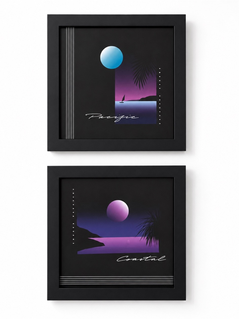 Moody 80s Inspired Seaside Prints w/frames